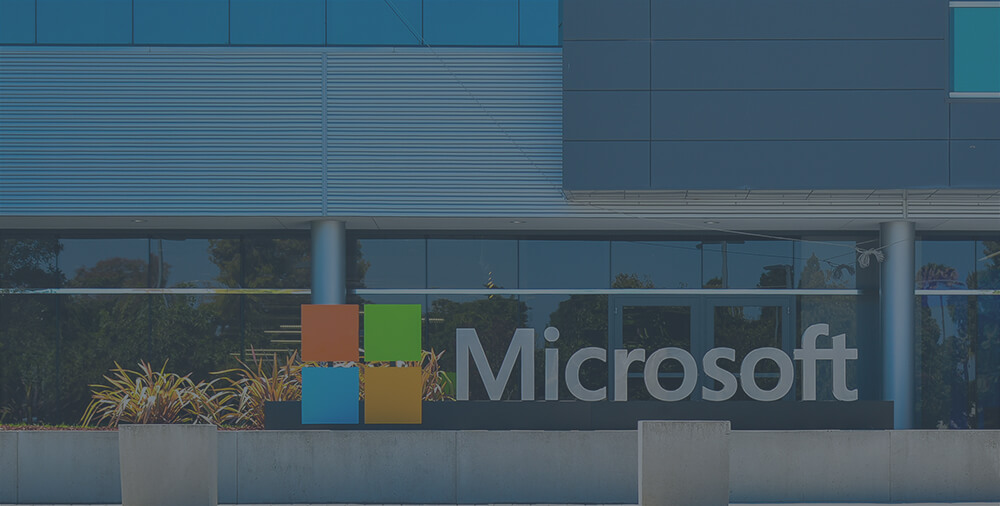 A photo of Microsoft headquarters.