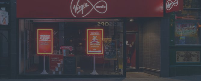 A photo of Virgin Media store.