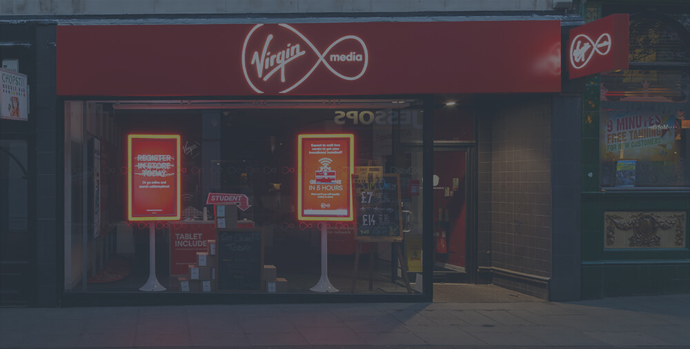 A photo of Virgin Media store.