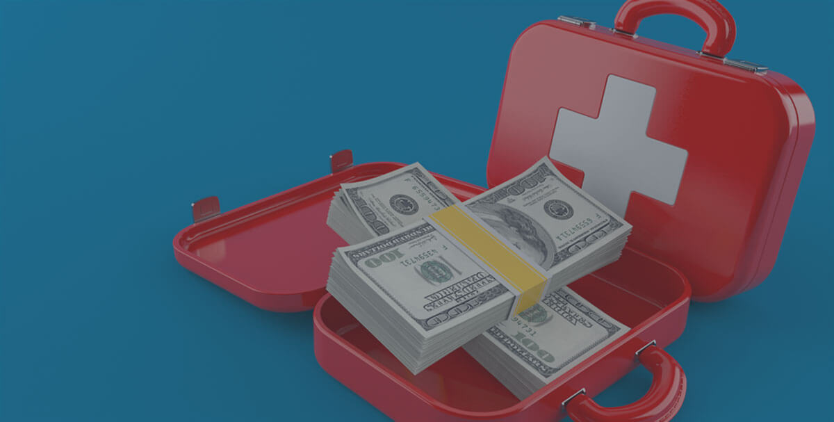 A red suitcase with money inside