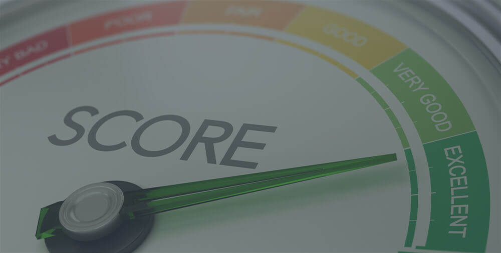 A scale measuring a credit score