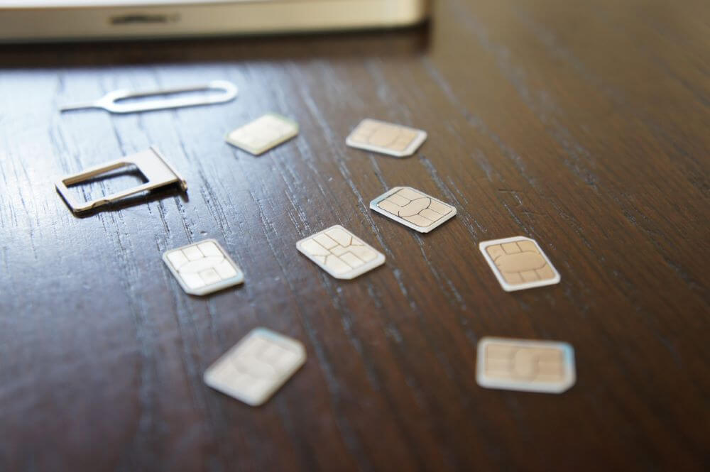 nano SIM cards on a table