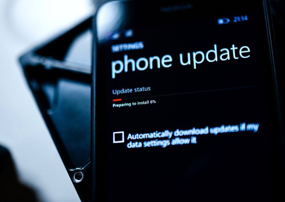 A smartphone preparing to install new software update.
