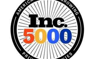 Inc.500 list award logo in rainbow colors.