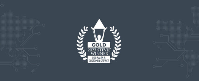 Gold Stevie Award for Customer Service Department of the Year Logo.