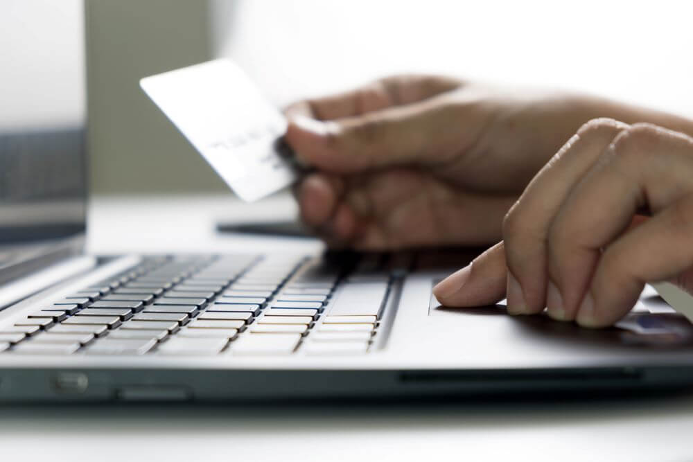 Online shopping using credit card.
