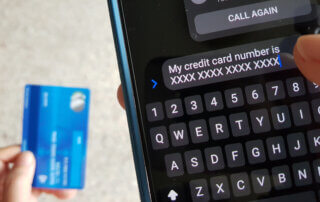 online scam victim sending credit card number to scammer