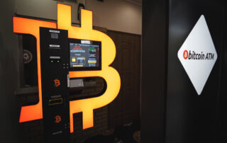 Bitcoin ATM kiosk in a mall