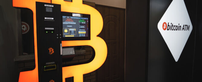 Bitcoin ATM kiosk in a mall